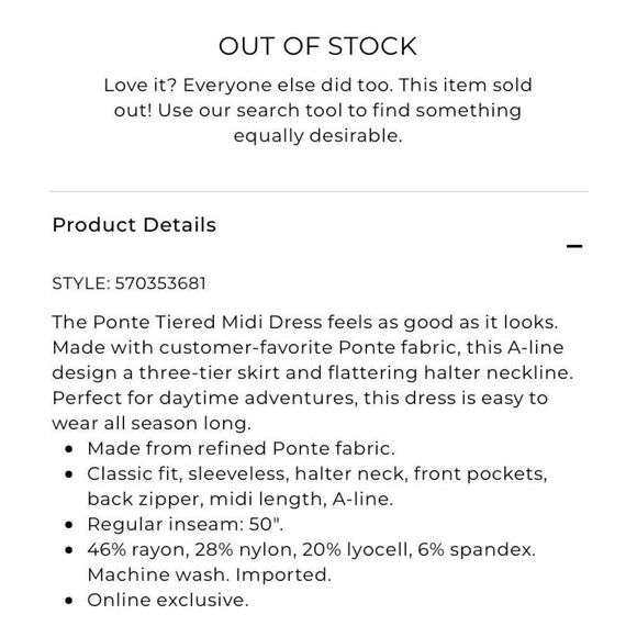 Chicos NWT $159 Midi Dress Tiered Ponte Solid Black All Occasions/ Seasons Sz 12 - Picture 12 of 13